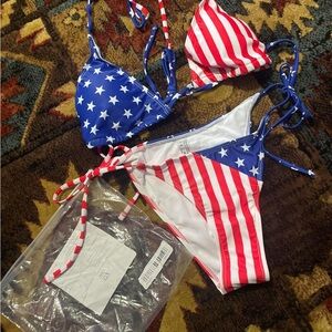Stars & Stripes Triangle Bikini Set - Patriotic Red, White & Blue